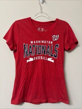 Washington Nationals Red Short Sleeve V-Neck Tee